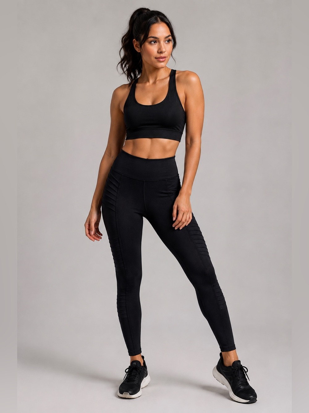 Athleta Delancey Moto Tight Black Pants Back Zipper Pockets Zip Ankle Sz SP